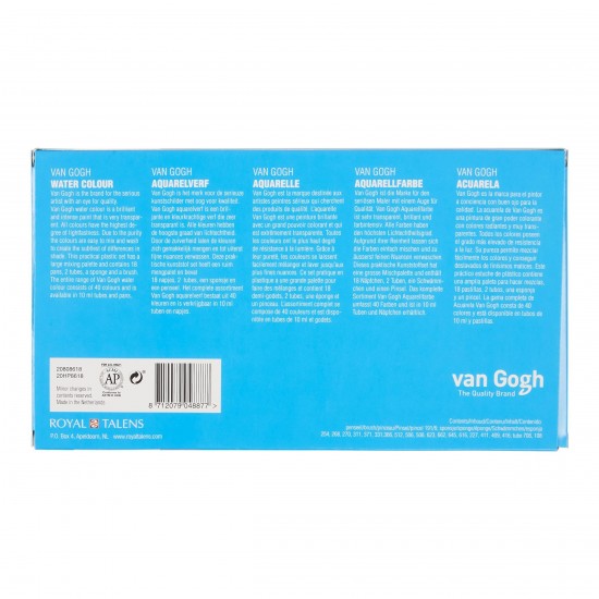 VAN GOGH 18 Colours Water Colour Plastic Case Set with in Half Pans and 2 Colours in 10ml Tube VAN GOGH 18 Colours Water Colour Plastic Case Set with in Half Pans and 2 Colours in 10ml Tube